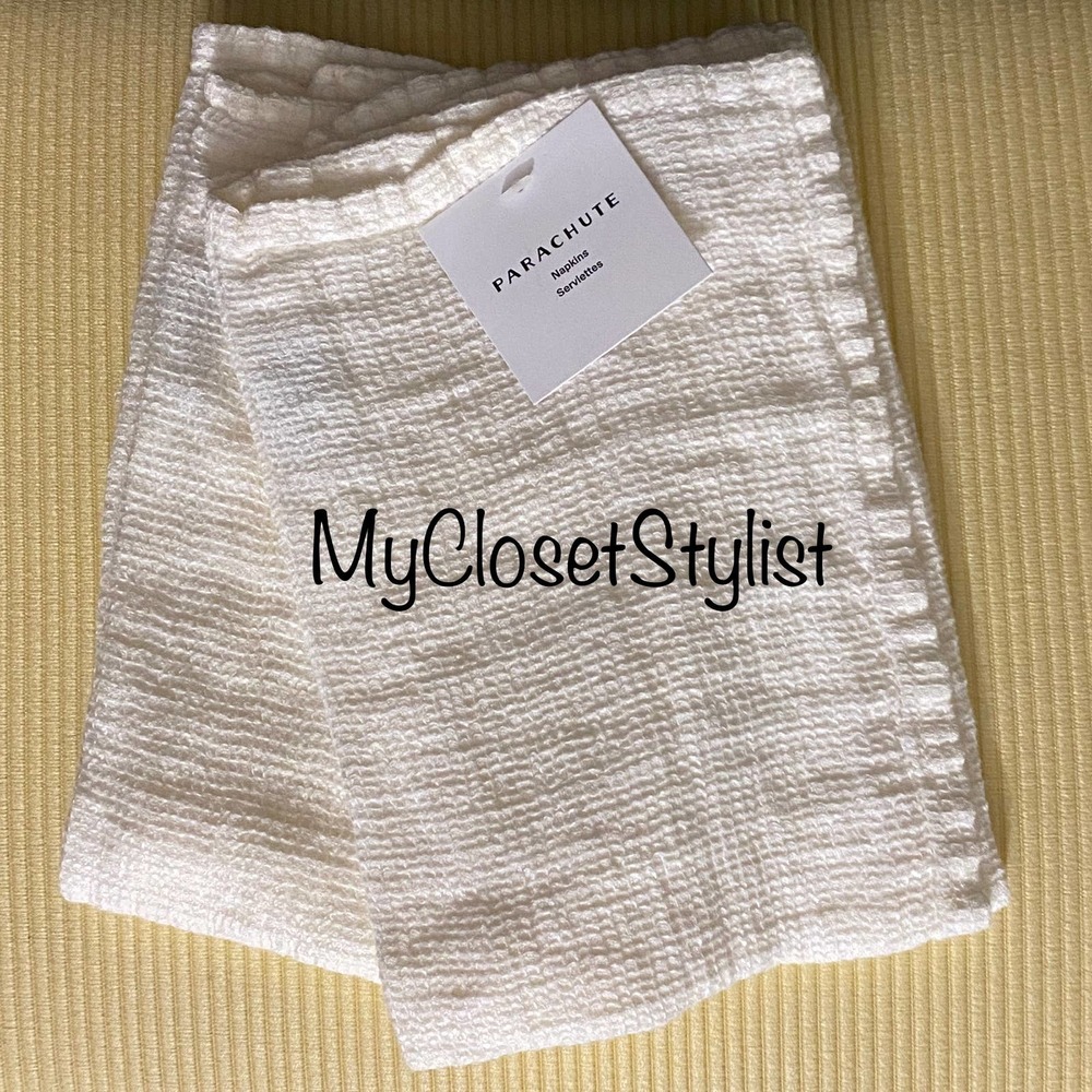 Parachute Two LINEN Waffle Table Napkins Set White CREAM NWT New Tags OS Set of2